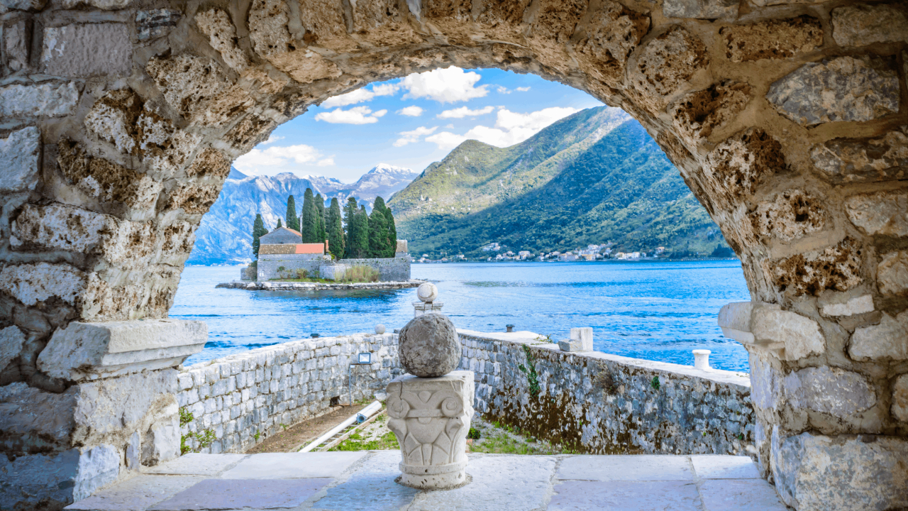 Lady of the Rocks island in the Bay of Kotor, Montenegro
